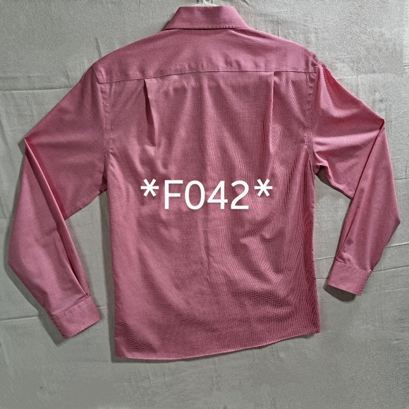 Tommy Hilfiger Men Red White MicroCheck 15 32/33 Long Sleeve Button Front Shirt - Picture 7 of 7